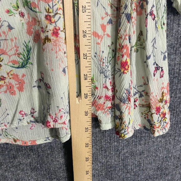 Raga Mini Dress Medium Green Pink Floral Print Secret Escape Long Sleeve - Picture 9 of 12